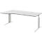 Bureautafel BARI, vrije vorm, aanbouw links, C-poot, B 1800 x D 1000 mm, lichtgrijs
