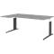 Bureautafel BARI, vrije vorm, aanbouw links, C-poot, B 1800 x D 1000 mm, middengrijs