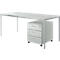 Bureautafel en verrijdbaar ladeblok PROPLANA complete set, lichtgrijs/blank aluminium 