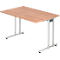 Bureautafel JENA, C-poot, rechthoek, B 1200 x D 800 x H 720 mm, onderstel aluminium zilver, notenhoutpatroon