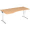 Bureautafel met aanbouw PALENQUE, C-poot, vrije vorm, links, B 1800 x D 1000/800 x H 680-820 mm, beukenpatroon