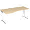 Bureautafel met aanbouw PALENQUE, C-poot, vrije vorm, links, B 1800 x D 1000/800 x H 680-820 mm, esdoornpatroon