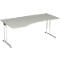 Bureautafel met aanbouw PALENQUE, C-poot, vrije vorm, links, B 1800 x D 1000/800 x H 680-820 mm, lichtgrijs