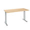 Bureautafel MOXXO IQ, rechthoekig, C-poot, B 1300 x D 650 x H 735 mm, ahorn/wit aluminium RAL 9006 