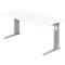Bureautafel TARVIS, C-poot, rechthoek, B 1600 mm, onderstel zilver, in hoogte verstelbaar, wit