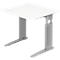 Bureautafel TARVIS, C-poot, rechthoek, B 800 mm, onderstel zilver, in hoogte verstelbaar, wit