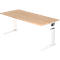 Bureautafel TARVIS, C-poot, vierkant, B 1800 mm, onderstel wit, in hoogte verstelbaar, eikenpatroon