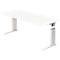 Bureautafel TARVIS, C-poot, vierkant, B 1800 mm, onderstel wit, in hoogte verstelbaar, wit