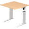 Bureautafel TARVIS, C-poot, vierkant, B 800 mm, onderstel wit, in hoogte verstelbaar, esdoorn