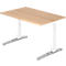 Bureautafel TOPAS LINE, handmatig in hoogte verstelbaar, B 1200 mm, eik/wit/aluminium gepolijst