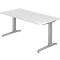 Bureautafel TOPAS LINE, handmatig in hoogte verstelbaar, B 1600 mm, lichtgrijs/zilver/zilver