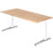 Bureautafel TOPAS LINE, handmatig in hoogte verstelbaar, B 1800 mm, eik/wit/aluminium gepolijst