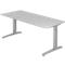 Bureautafel TOPAS LINE, handmatig in hoogte verstelbaar, B 1800 mm, lichtgrijs/zilver/zilver