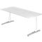 Bureautafel TOPAS LINE, handmatig in hoogte verstelbaar, B 1800 mm, wit/wit/aluminium gepolijst