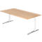 Bureautafel TOPAS LINE, handmatig in hoogte verstelbaar, B 2000 mm, eik/wit/aluminium gepolijst