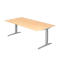 Bureautafel TOPAS LINE, handmatig in hoogte verstelbaar, B 2000 mm, esdoorn/zilver/zilver