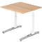 Bureautafel TOPAS LINE, handmatig in hoogte verstelbaar, B 800 mm, eik/wit/aluminium gepolijst