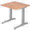 Bureautafel TOPAS LINE, handmatig in hoogte verstelbaar, B 800 mm, notenboom/zilver/zilver