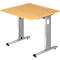 Bureautafel ULM, C-poot, rechthoek, B 800 x D 800 x H 650-850 mm, beukenpatroon
