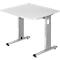 Bureautafel ULM, C-poot, rechthoek, B 800 x D 800 x H 650-850 mm, lichtgrijs