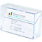 Transparent business card holder with business cards. On a card: Daniel Connor, Investment Consultant.