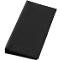 Black binder with vertical, grooved lines on the side. The binder is slightly open.