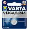 Button cell blister pack, VARTA V13GA/LR44. Blue and white design with VARTA logo and product name.