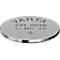 Button cell battery with "VARTA" logo, CR 2016, Li-Mn, 3V, and a plus sign. Silver edge, light surface.