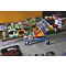 C+C-Wagen, staal/MDF-plaat, decor gentiaanblauw/beuken, L 880 x B 500 mm, met langsdragers, TPE-wielen met vastzetrem, tot 400 kg