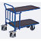 C+C Wagen, Stahl/Siebdruckplatte, Enzianblau/Dunkelbraun, 2 Etagen, L 1030 x B 600 mm, mit Längsstreben, TPE-Rollen mit Feststellbremse, bis 500 kg