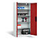 C+P acculaderkast Basic met deuren van massief plaatstaal, H 1950 x B 930 x D 500 mm, lichtgrijs/ruinrood