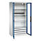 C+P Akkuladeschrank Acurado, abschließbar, mit Inneneinrichtung, B 930 x T 500 x H 1950 mm, Stahl, fernblau RAL 5023/lichtgrau RAL 7035
