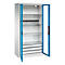 C+P Akkuladeschrank Acurado, abschließbar, mit Inneneinrichtung, B 930 x T 500 x H 1950 mm, Stahl, lichtblau RAL 5012/lichtgrau RAL 7035