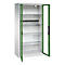 C+P Akkuladeschrank Acurado, abschließbar, mit Inneneinrichtung, B 930 x T 500 x H 1950 mm, Stahl, resedagrün RAL 6011/lichtgrau RAL 7035