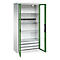 C+P Akkuladeschrank Acurado, abschließbar, mit Inneneinrichtung, B 930 x T 500 x H 1950 mm, Stahl, resedagrün RAL 6011/lichtgrau RAL 7035
