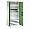C+P Akkuladeschrank Acurado, abschließbar, mit Inneneinrichtung, B 930 x T 500 x H 1950 mm, Stahl, resedagrün RAL 6011/lichtgrau RAL 7035