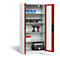 C+P Basic batterijlaadkast met acrylglas doorkijkvenster, H 1950 x B 930 x D 500 mm, lichtgrijs/roodbruin