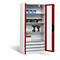 C+P Basic batterijlaadkast met acrylglas doorkijkvenster, H 1950 x B 930 x D 500 mm, lichtgrijs/roodbruin