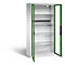 C+P Basic batterijlaadkast met kijkvenster van acrylglas, H 1950 x B 930 x D 500 mm, lichtgrijs/resedagroen