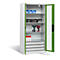 C+P Basic batterijlaadkast met kijkvenster van acrylglas, H 1950 x B 930 x D 500 mm, lichtgrijs/resedagroen