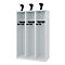 C+P brandweerkluis Evolo, model EXPERT, 3 vakken, B 1200 x D 500 x H 1850 mm, vloerglijders, helmhouder, lichtgrijs RAL 7035