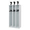 C+P brandweerkluis Evolo, model EXPERT, 3 vakken, B 900 x D 500 x H 1850 mm, vloerglijders, helmhouder, lichtgrijs RAL 7035