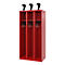 C+P brandweerkluis Evolo, model EXPERT, 3 vakken, B 900 x D 500 x H 1850 mm, vloerglijders, helmhouder, vuurrood RAL 3000