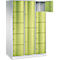 C+P combikast Resisto, 3 vakken, 12 vakken, B 1148 x D 640 x H 1950 mm, lichtgrijs/kleedgroen