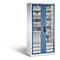 C+P Comfort acculaadkast met kijkvenster van acrylglas, H 1950 x B 930 x D 500 mm, lichtgrijs/blauw
