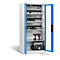 C+P Comfort acculaadkast met kijkvenster van acrylglas, H 1950 x B 930 x D 500 mm, lichtgrijs/lichtblauw