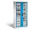 C+P Comfort acculaadkast met kijkvenster van acrylglas, H 1950 x B 930 x D 500 mm, lichtgrijs/lichtblauw
