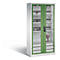 C+P Comfort acculaadkast met kijkvenster van acrylglas, H 1950 x B 930 x D 500 mm, lichtgrijs/resedagroen