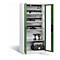 C+P Comfort acculaadkast met kijkvenster van acrylglas, H 1950 x B 930 x D 500 mm, lichtgrijs/resedagroen