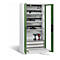 C+P Comfort acculaadkast met kijkvenster van acrylglas, H 1950 x B 930 x D 500 mm, lichtgrijs/resedagroen